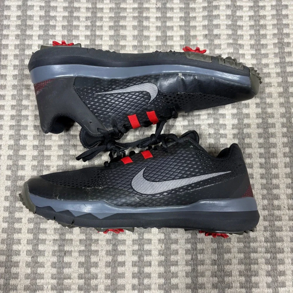 Nike Tiger Woods TW 15 Golf Shoes Black Silver Red 704885-001 Mens 10.5W Wide